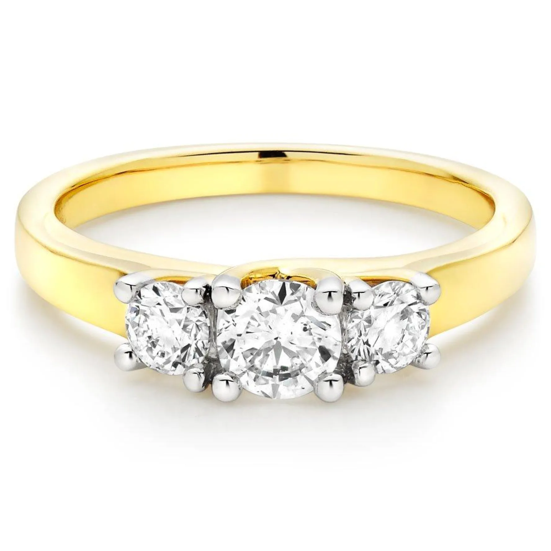 Beaverbrooks 18ct Yellow Gold Diamond Three Stone Ring