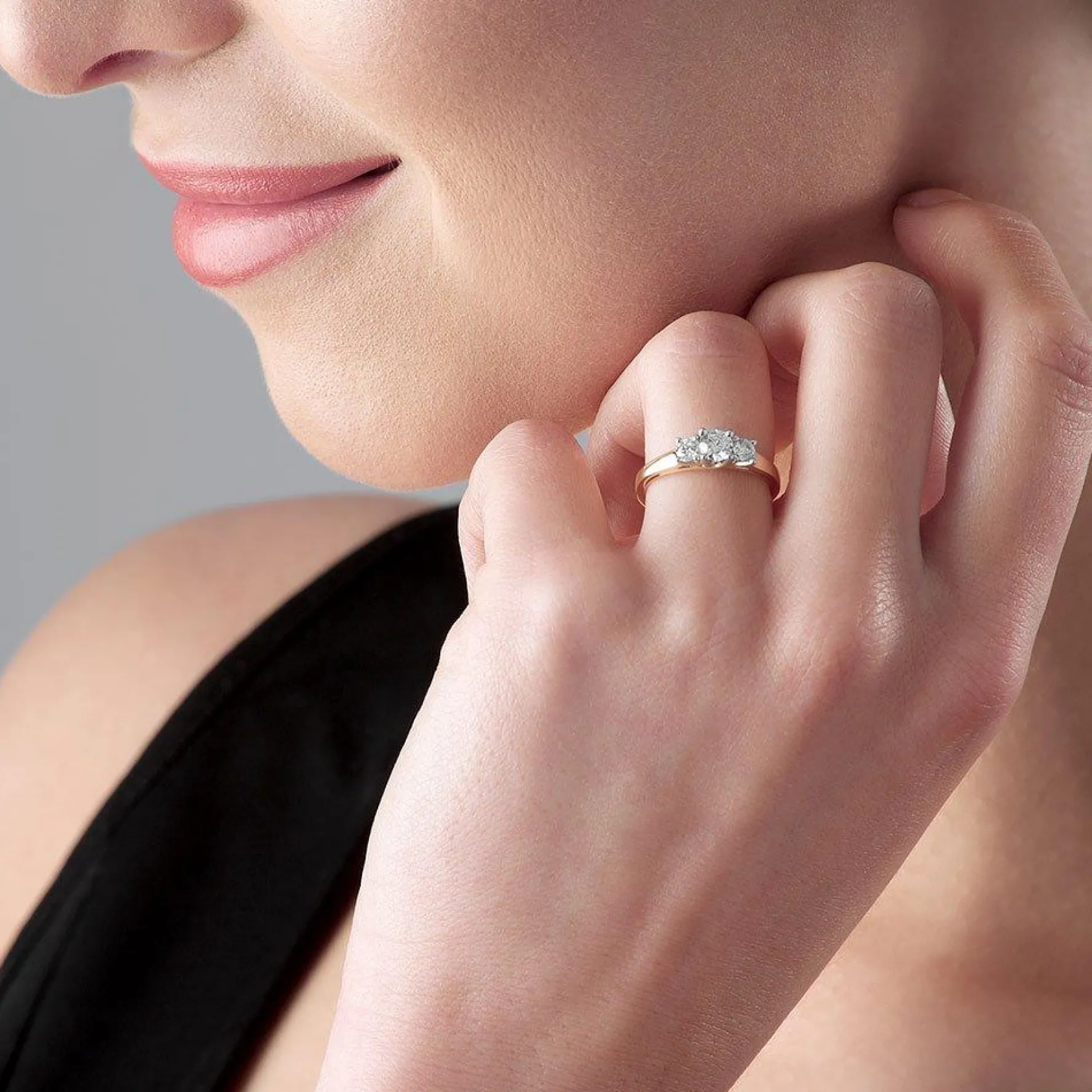 Beaverbrooks 18ct Yellow Gold Diamond Three Stone Ring