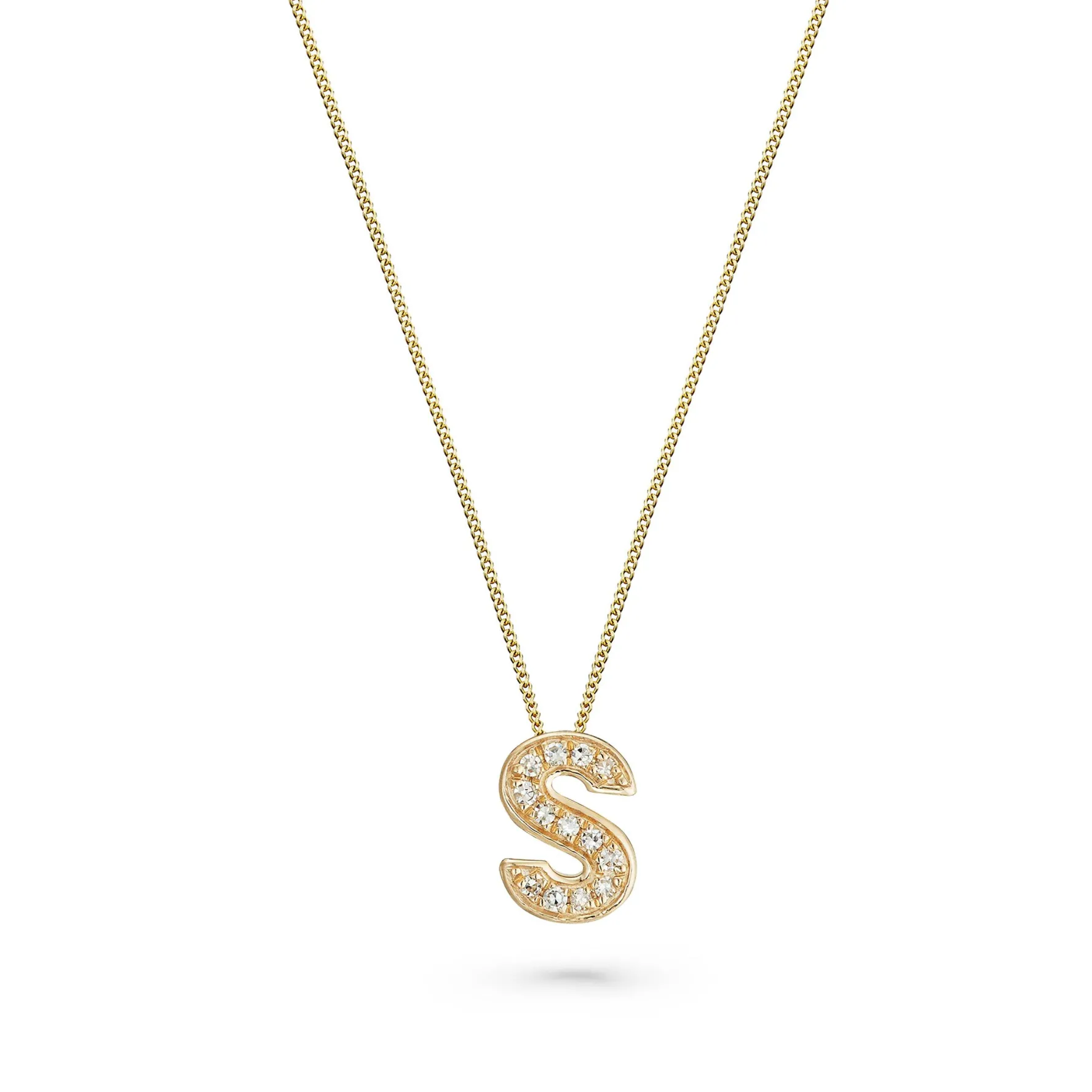 Beaverbrooks 9ct Yellow Gold Diamond Initial S Pendant