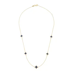 Beaverbrooks 9ct Yellow Gold Lapis Clover Necklace