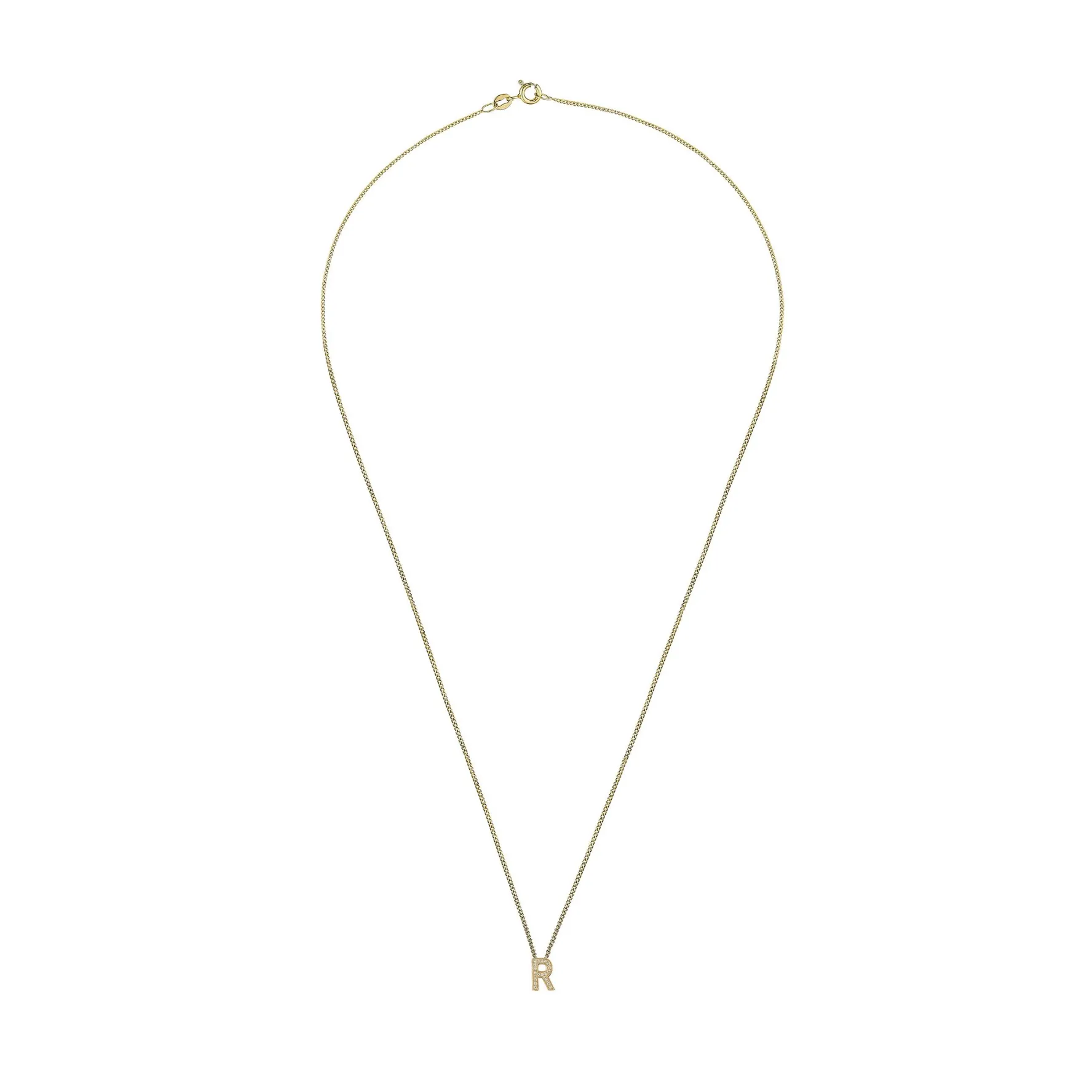 Beaverbrooks 9ct Yellow Gold Diamond Initial R Pendant