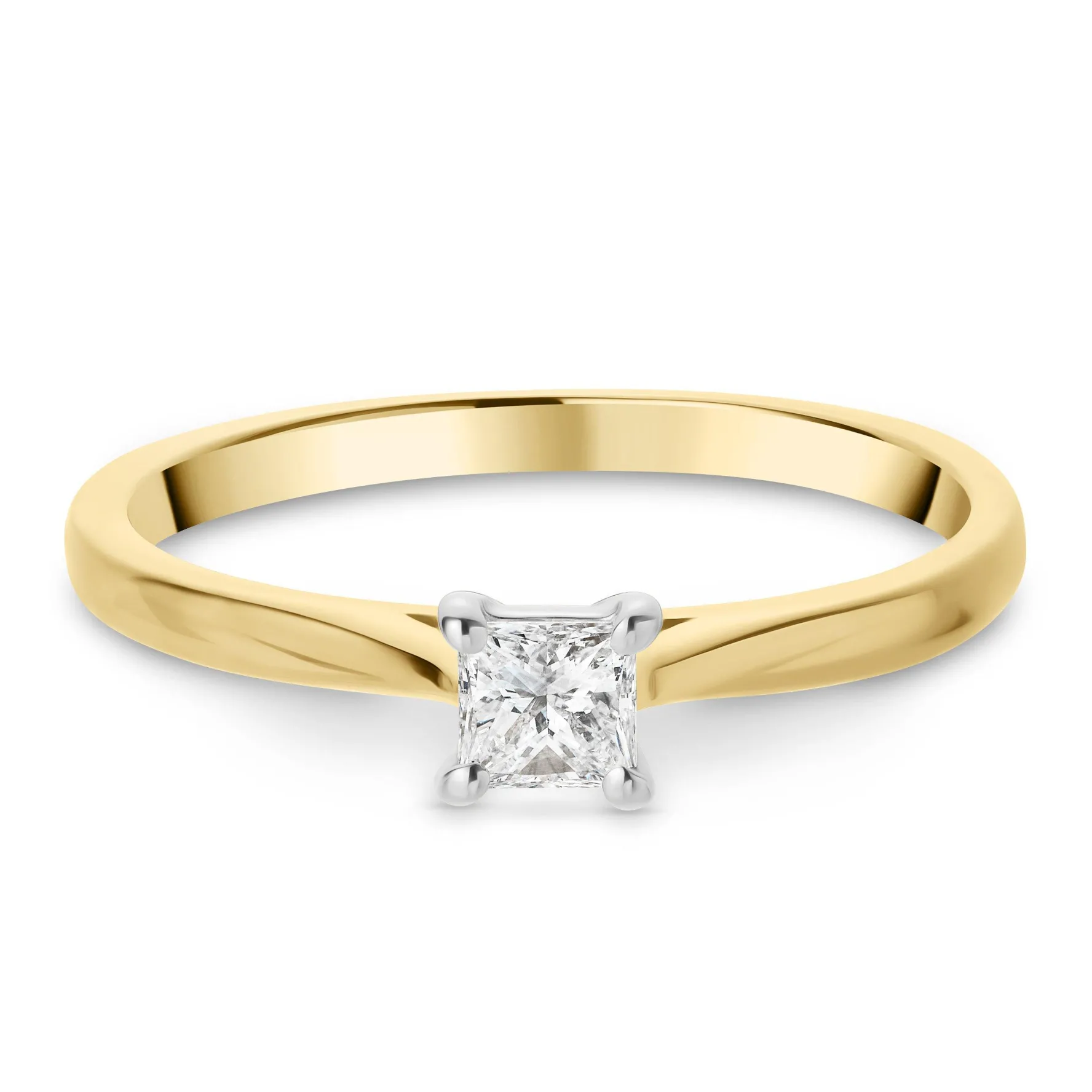 Beaverbrooks 9ct Yellow Gold Princess Diamond Solitaire Ring