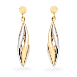 Beaverbrooks 9ct Yellow Gold and White Gold Drop Earrings