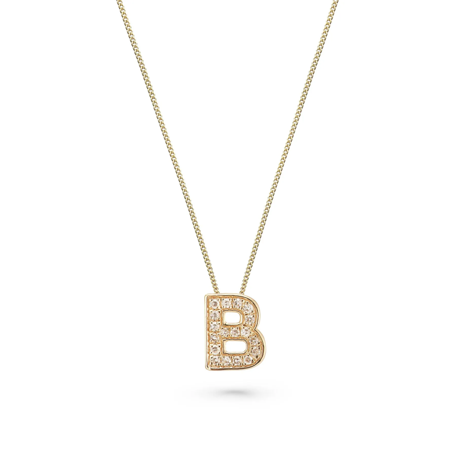 Beaverbrooks 9ct Yellow Gold Diamond Initial B Pendant