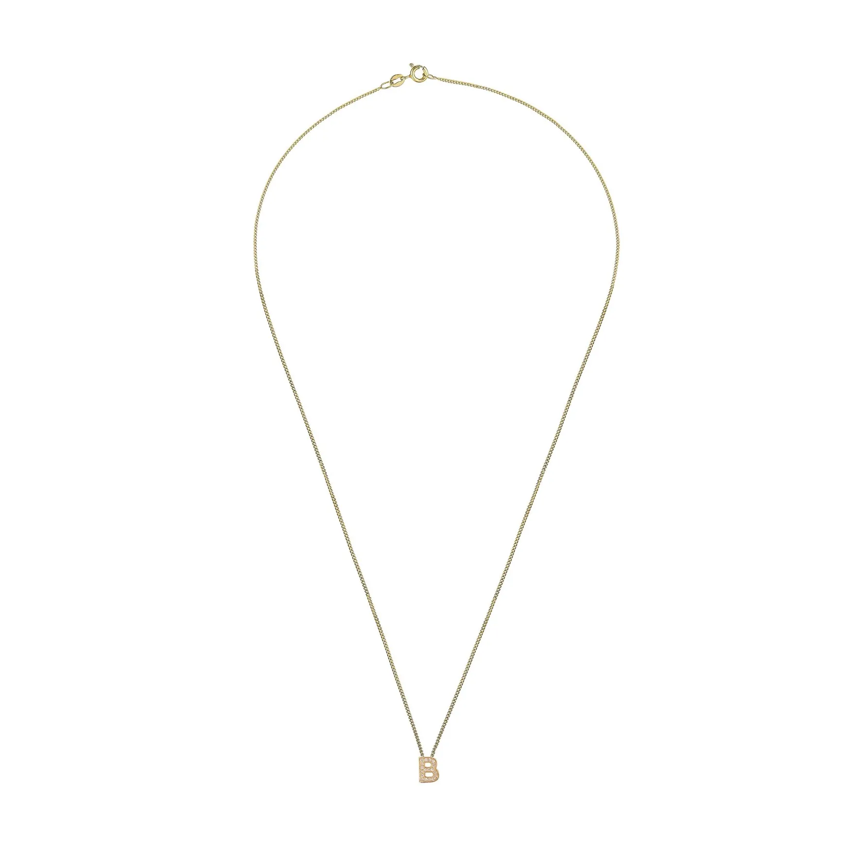 Beaverbrooks 9ct Yellow Gold Diamond Initial B Pendant