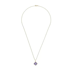 Beaverbrooks 9ct Yellow Gold Diamond Amethyst Pendant