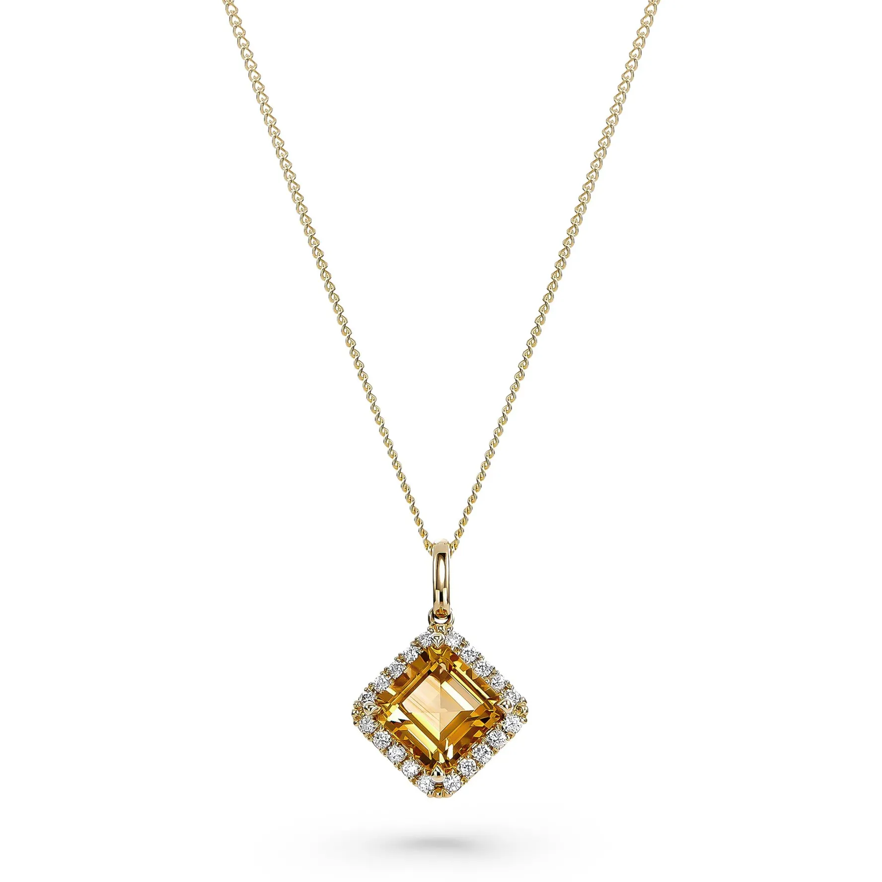 Beaverbrooks 9ct Yellow Gold Diamond Citrine Pendant