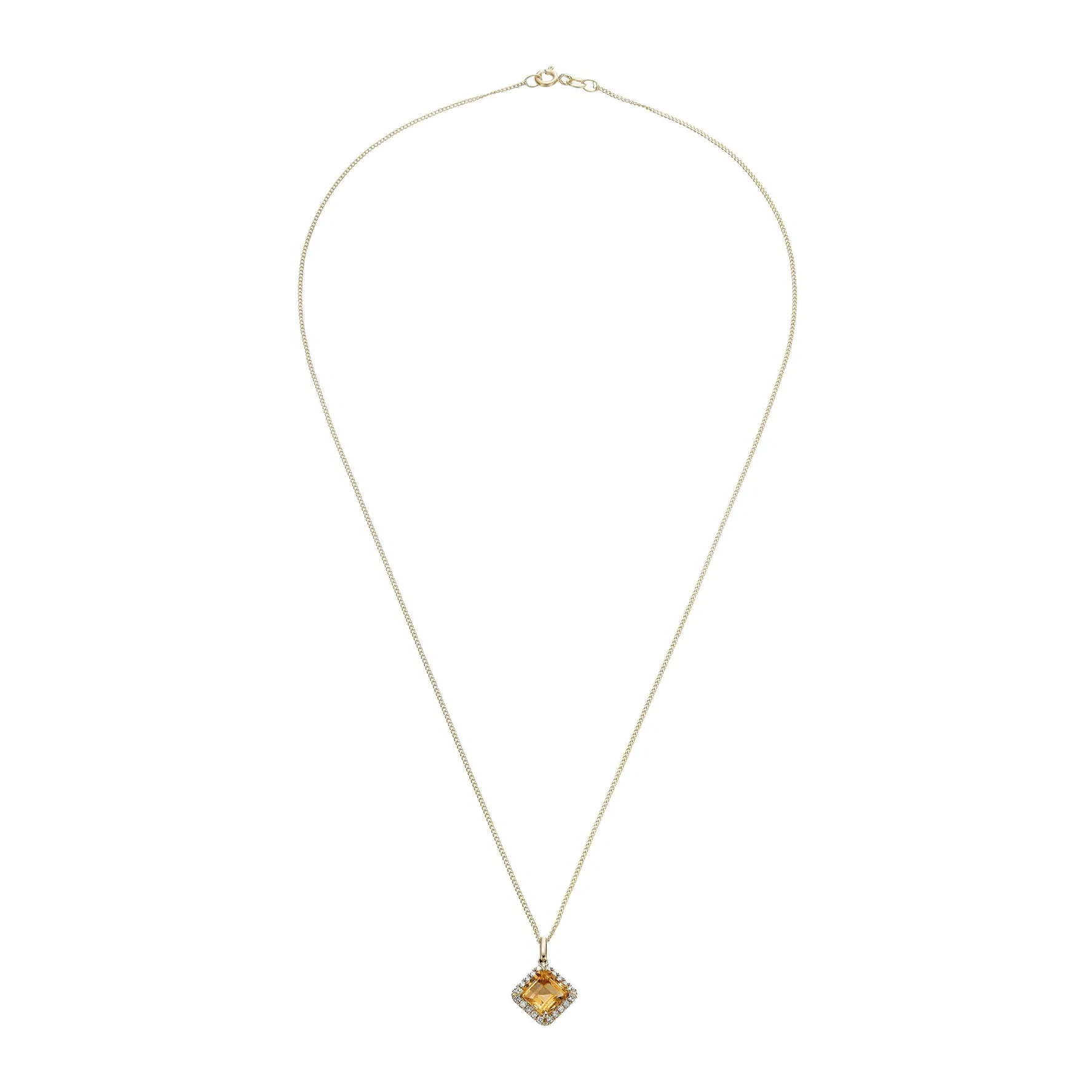 Beaverbrooks 9ct Yellow Gold Diamond Citrine Pendant