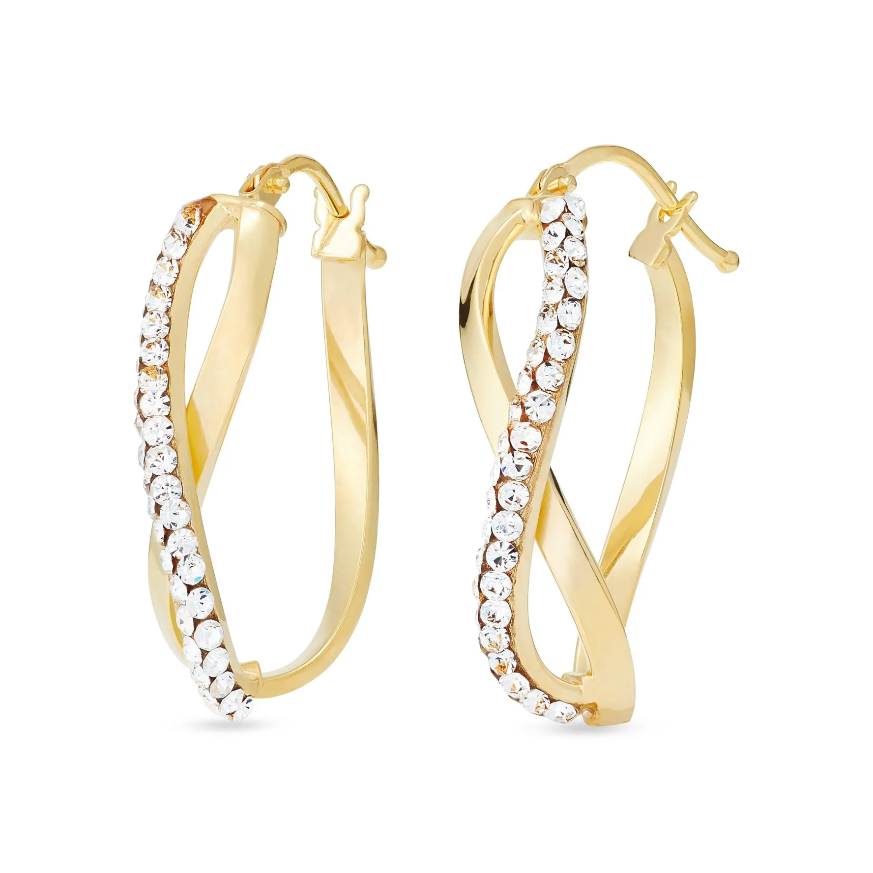Beaverbrooks 9ct Yellow Gold Crystal Twist Earrings