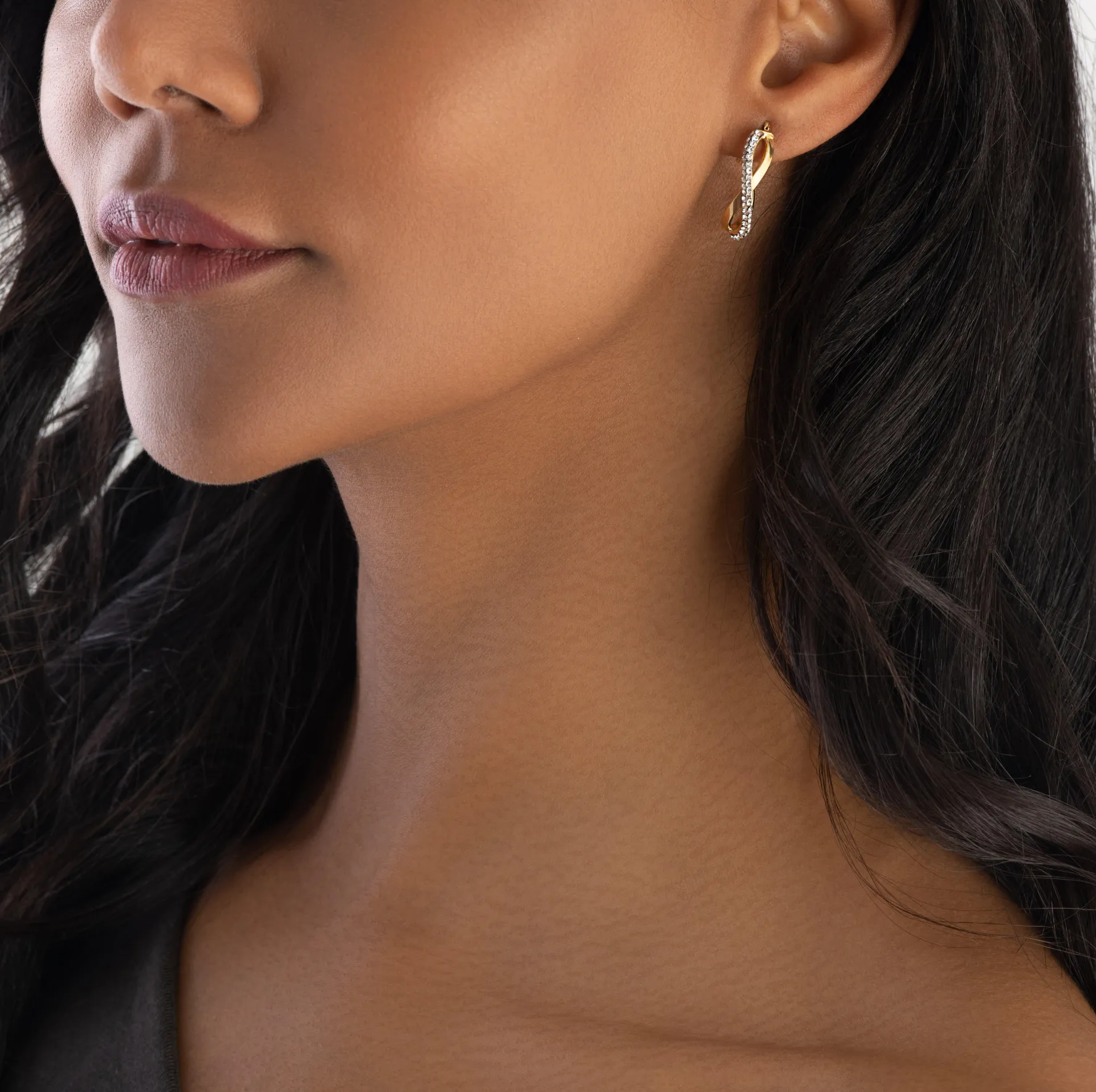 Beaverbrooks 9ct Yellow Gold Crystal Twist Earrings