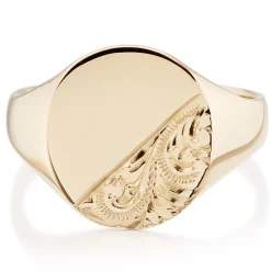 Beaverbrooks 9ct Yellow Gold Oval Pattern Signet Ring