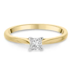 Beaverbrooks 18ct Yellow Gold Princess Diamond Solitaire Ring