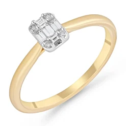 Beaverbrooks 9ct Yellow Gold Diamond Cluster Engagement Ring
