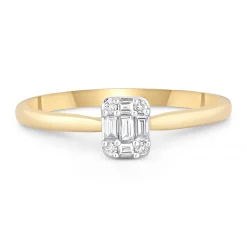 Beaverbrooks 9ct Yellow Gold Diamond Cluster Engagement Ring