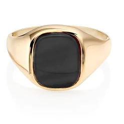 Beaverbrooks 9ct Yellow Gold Black Onyx Signet Ring