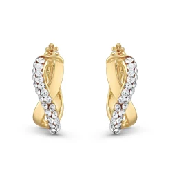 Beaverbrooks 9ct Yellow Gold Crystal Hoop Earrings