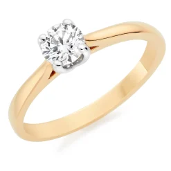Beaverbrooks 9ct Yellow Gold and White Gold Diamond Solitaire Engagement Ring