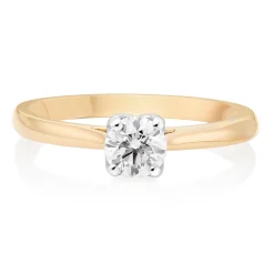 Beaverbrooks 9ct Yellow Gold and White Gold Diamond Solitaire Engagement Ring