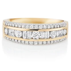 Beaverbrooks 18ct Yellow Gold Diamond 3mm Half Eternity Ring