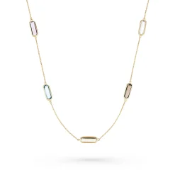 Beaverbrooks 9ct Yellow Gold Multi-Coloured Cubic Zirconia Necklace