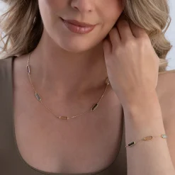 Beaverbrooks 9ct Yellow Gold Multi-Coloured Cubic Zirconia Necklace