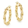 Beaverbrooks 9ct Yellow Gold Plait Hoop Earrings