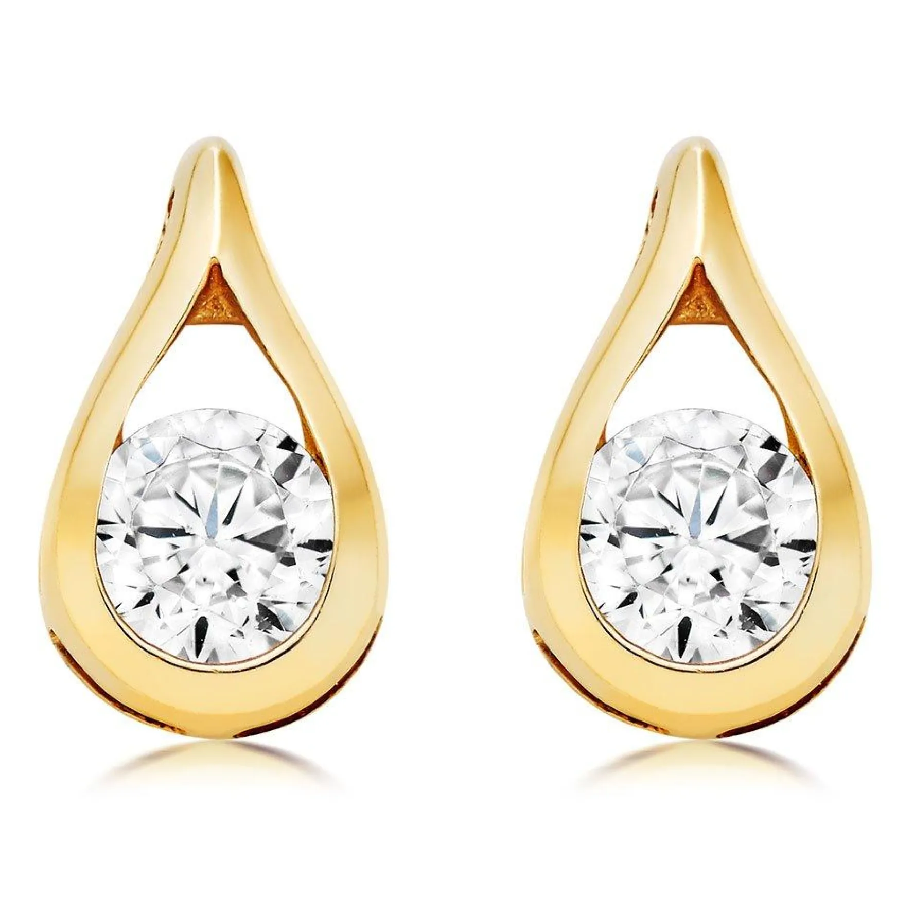 Beaverbrooks 9ct Yellow Gold Cubic Zirconia Stud Earrings
