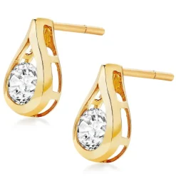 Beaverbrooks 9ct Yellow Gold Cubic Zirconia Stud Earrings