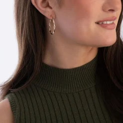 Beaverbrooks 9ct Yellow Gold Twisted Hoop Earrings