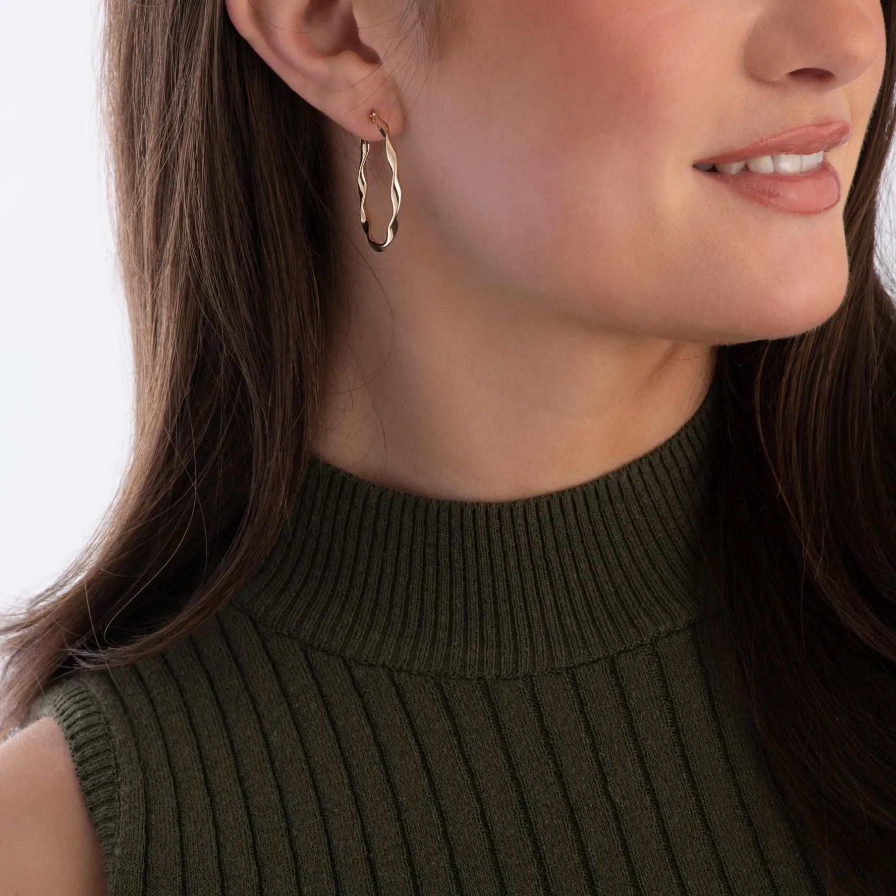 Beaverbrooks 9ct Yellow Gold Twisted Hoop Earrings