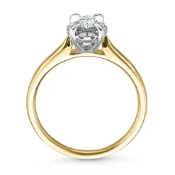 Beaverbrooks 18ct Yellow Gold Diamond Oval Shaped Halo Engagement Ring