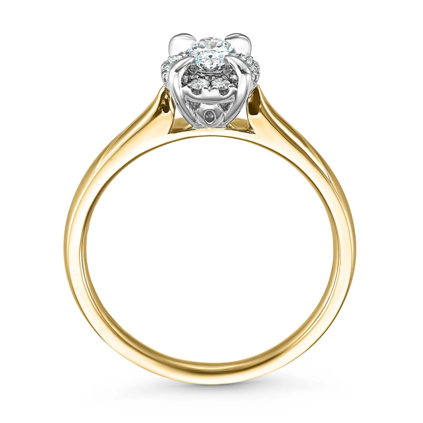 Beaverbrooks 18ct Yellow Gold Diamond Oval Shaped Halo Engagement Ring