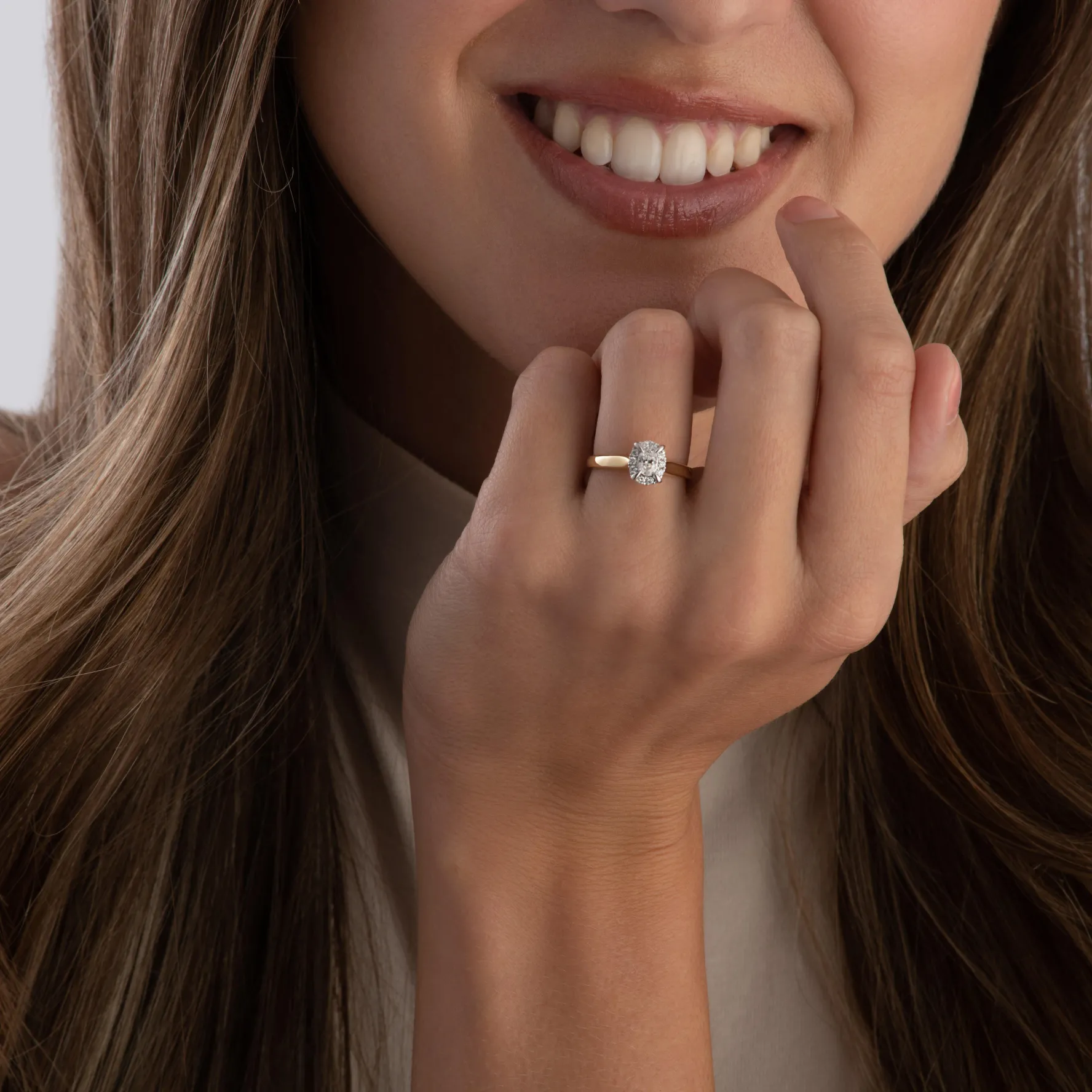 Beaverbrooks 18ct Yellow Gold Diamond Oval Shaped Halo Engagement Ring