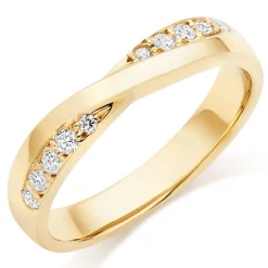 Beaverbrooks 18ct Yellow Gold Diamond 3.5mm Twist Wedding Ring