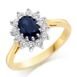 Beaverbrooks 18ct Yellow Gold Diamond Sapphire Engagement Ring