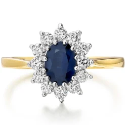 Beaverbrooks 18ct Yellow Gold Diamond Sapphire Engagement Ring