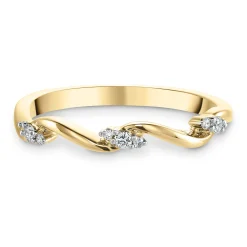 Beaverbrooks 18ct Yellow Gold Twist Diamond 2mm Ladies Wedding Ring