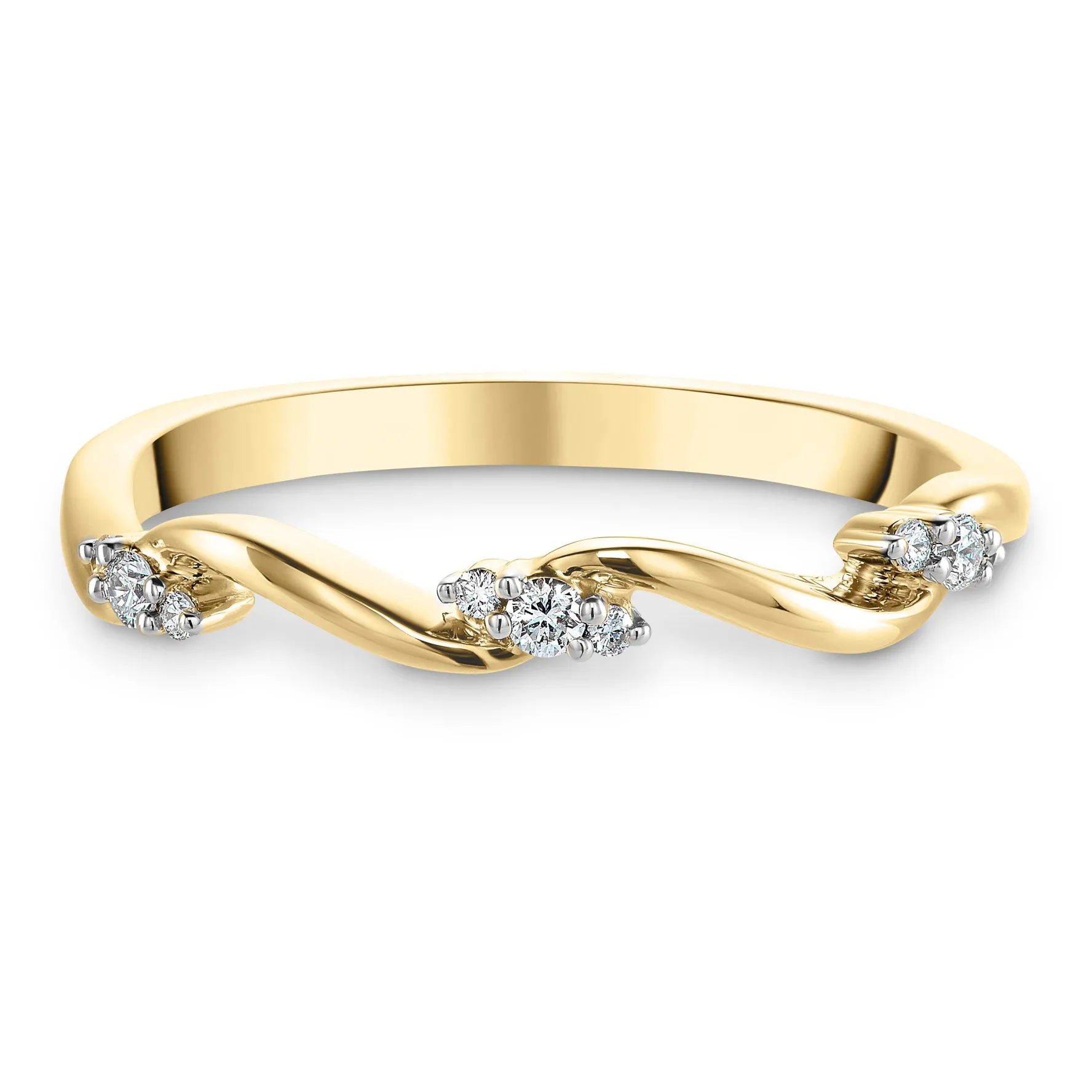 Beaverbrooks 18ct Yellow Gold Twist Diamond 2mm Ladies Wedding Ring
