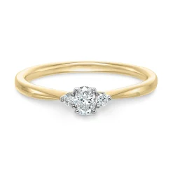 Beaverbrooks 9ct Yellow Gold Three Stone Diamond Engagement Ring