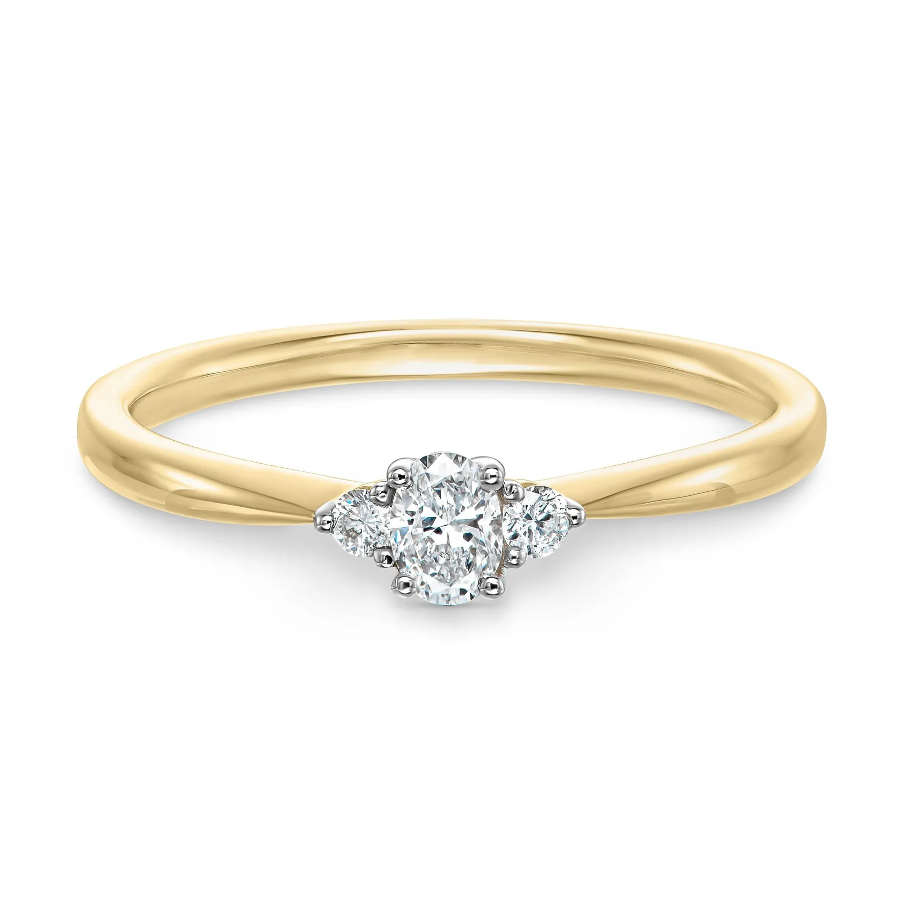 Beaverbrooks 9ct Yellow Gold Three Stone Diamond Engagement Ring