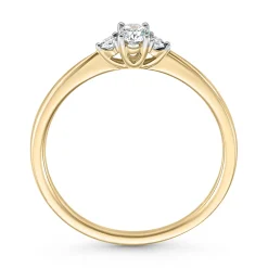 Beaverbrooks 9ct Yellow Gold Three Stone Diamond Engagement Ring