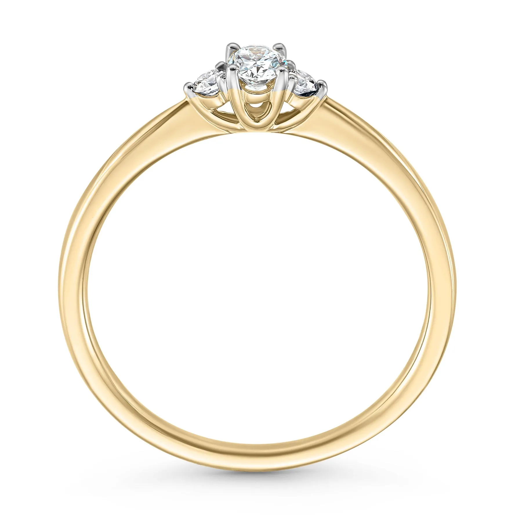 Beaverbrooks 9ct Yellow Gold Three Stone Diamond Engagement Ring