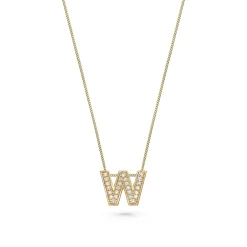 Beaverbrooks 9ct Yellow Gold Diamond Initial W Pendant
