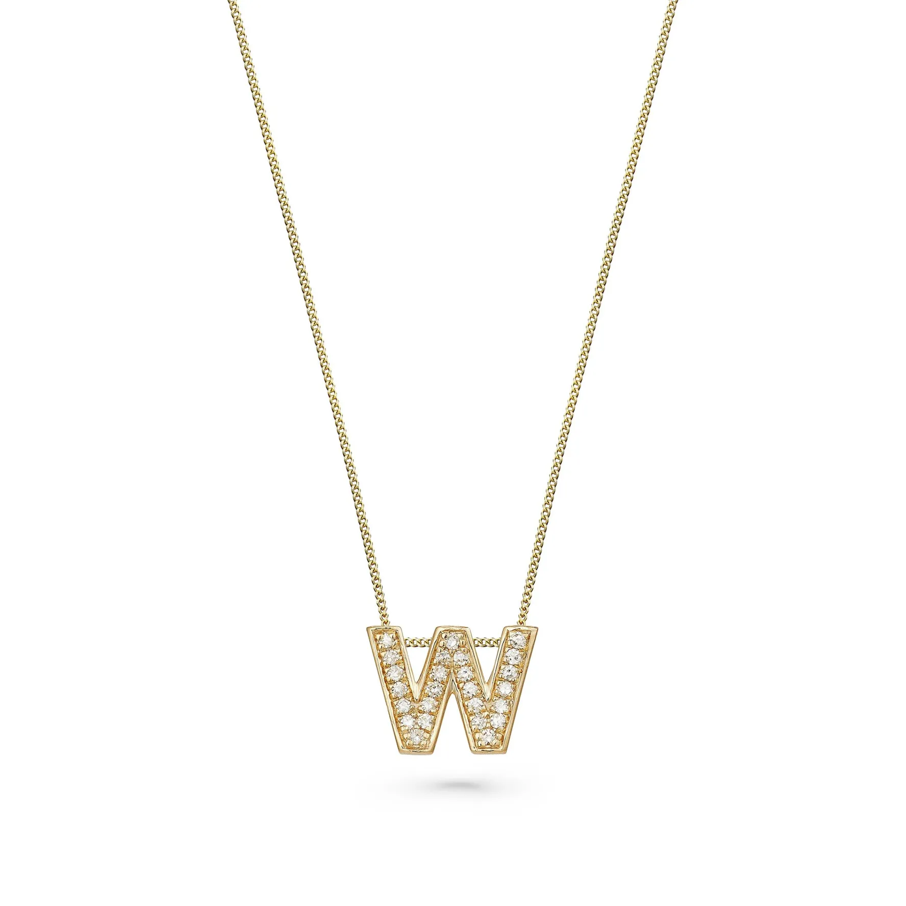Beaverbrooks 9ct Yellow Gold Diamond Initial W Pendant