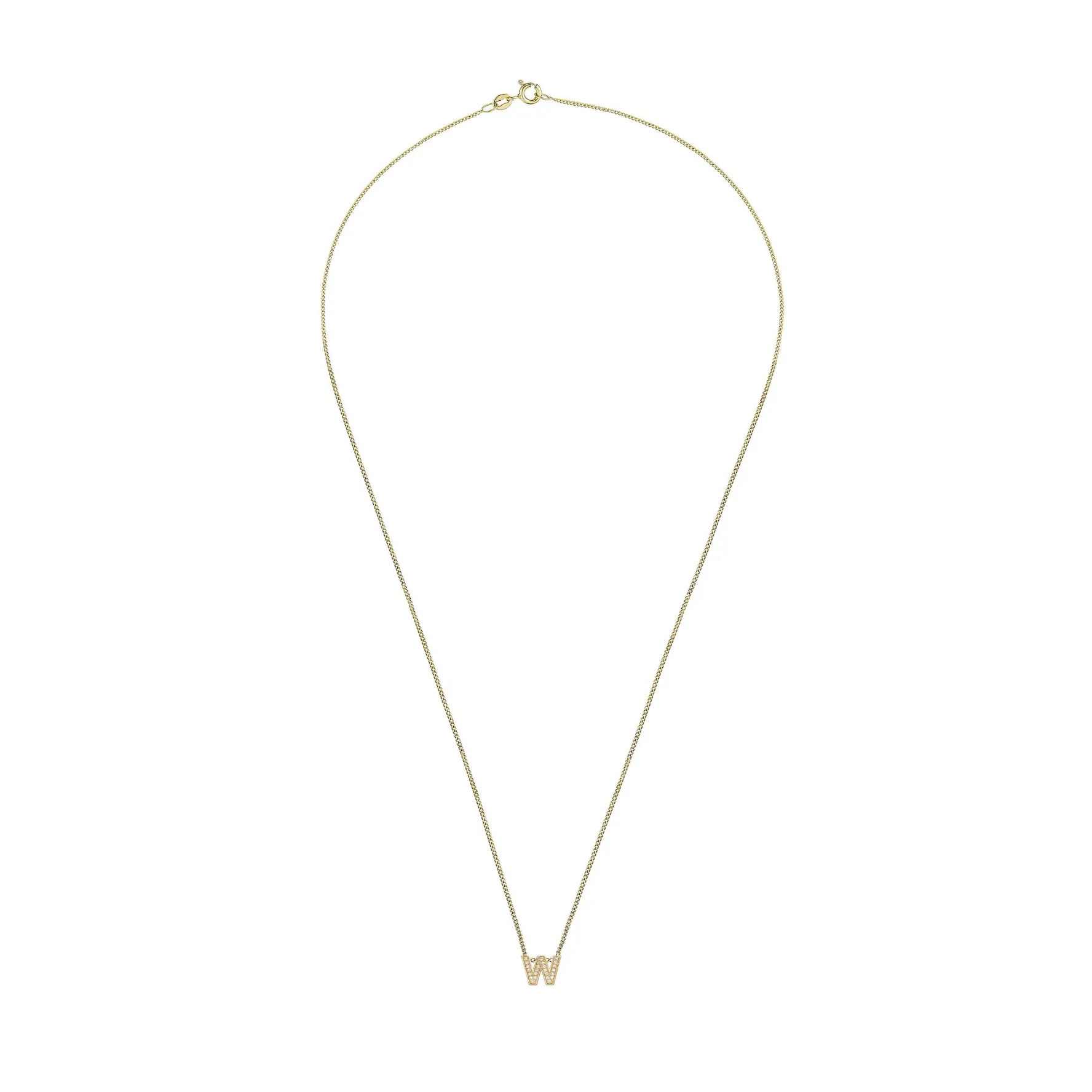 Beaverbrooks 9ct Yellow Gold Diamond Initial W Pendant