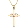 Beaverbrooks 9ct Yellow White & Rose Gold Infinity Cross Pendant
