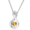 Beaverbrooks Dance 9ct White Gold Diamond Citrine Birthstone Pendant
