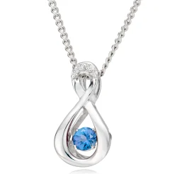 Beaverbrooks Dance 9ct White Gold Diamond Topaz Birthstone Pendant