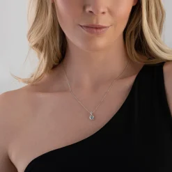 Beaverbrooks Dance 9ct White Gold Diamond Topaz Birthstone Pendant