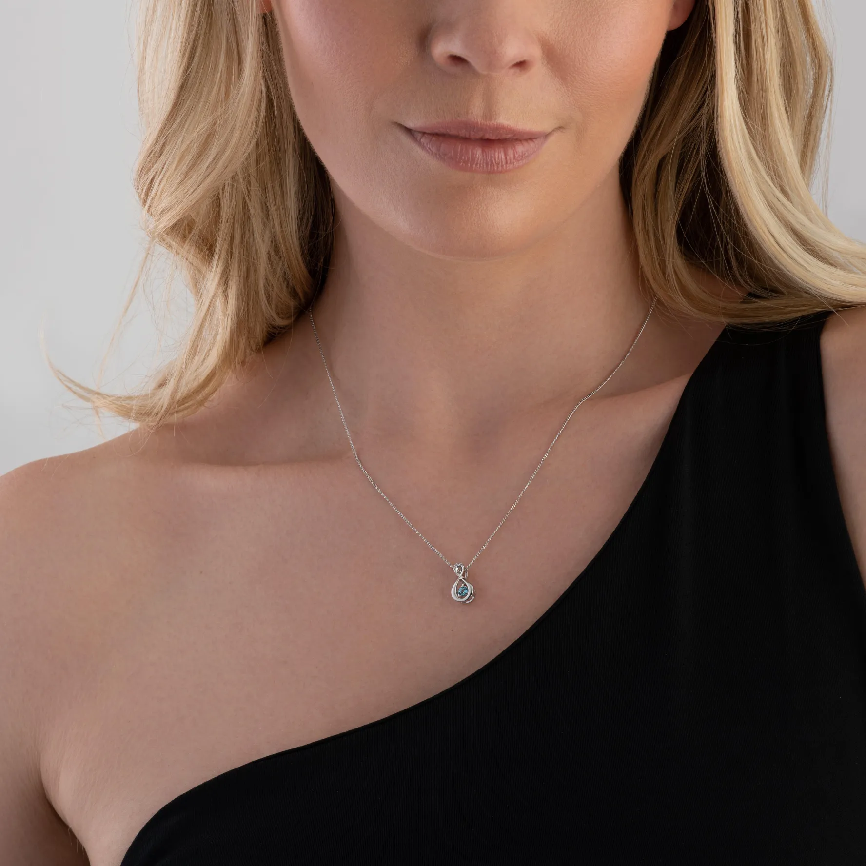 Beaverbrooks Dance 9ct White Gold Diamond Topaz Birthstone Pendant